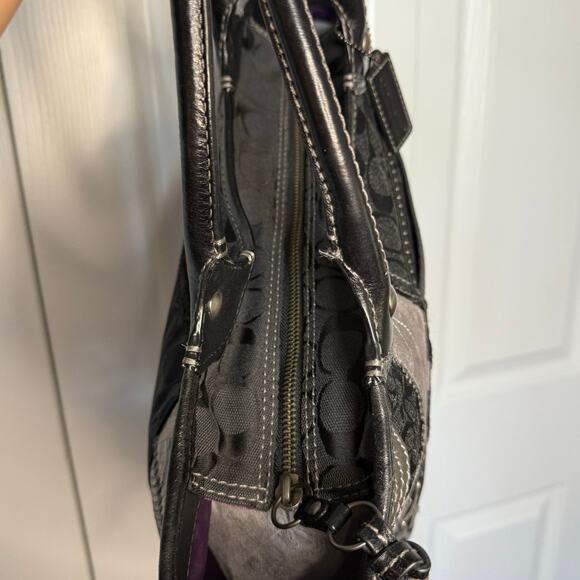 y2k Coach Patchwork Tote Shoulder Handbag Purse Grey Silver Black 12899 - Picture 6 of 10